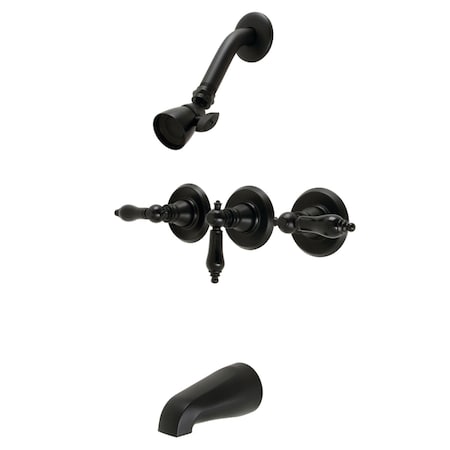 Kingston Brass ThreeHandle Tub and Shower Faucet, Matte Black KB230AKL